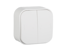 Legrand 782206 Quteo, Переключатель двухклавишный, 10А, IP20, белый
