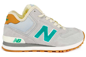 New Balance 574 Высокие серые с зеленым