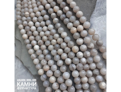 Агат бело-серый (Уругвай), шары 6,4-6,6/8,3-8,5/10,2-10,4 мм, цена за нить 18 см
