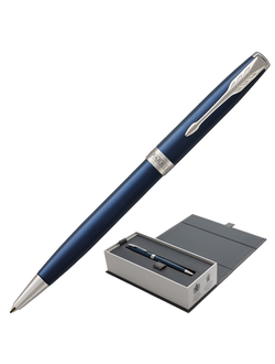 Ручка шариковая PARKER "Sonnet Core Subtle Blue Lacquer CT", корпус синий глянцевый лак, палладиевые детали, черная, 1931536