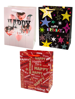 Пакет с блестками бум., 22*32(36) см, МИКС