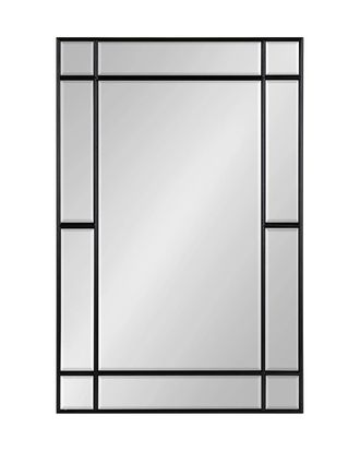 Зеркало прямоугольное с разделяющей отделкой в черной раме.