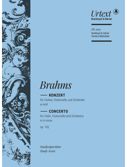 Johannes Brahms (1833–1897)  Concerto in A minor Op. 102 Urtext based on the Brahms Complete Edition of the Gesellschaft der Musikfreunde in Vienna [vl,vc,orch]