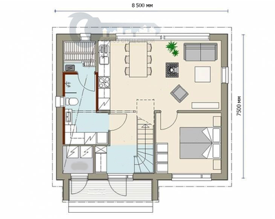 ДЖ-17 ЖИЛОЙ ДОМ: ГАБАРИТНЫЕ РАЗМЕРЫ: (8.5Х7.5М) 1,5 ЭТАЖА, ОБЩАЯ ПЛОЩАДЬ: 127.5М²