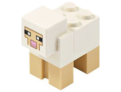 Minecraft Sheep, White, Brick 2 x 2 on Back - Brick Built, n/a (minesheep07)