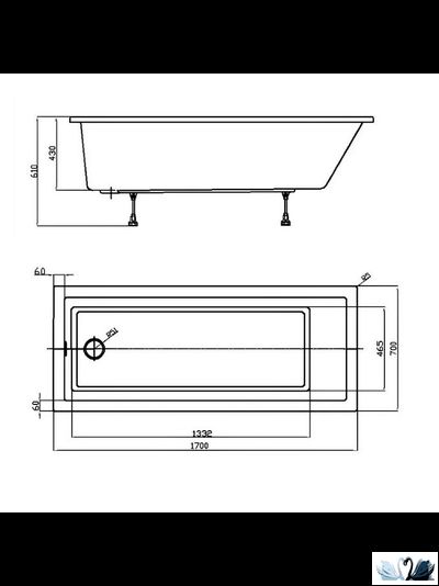 Ванна Azario Emilia 170x70 см AV.0011270, акриловая, прямоугольной формы