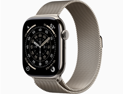 Apple Watch Series 11 46mm Natural Titanium Case with Natural Milanese Loop M/L