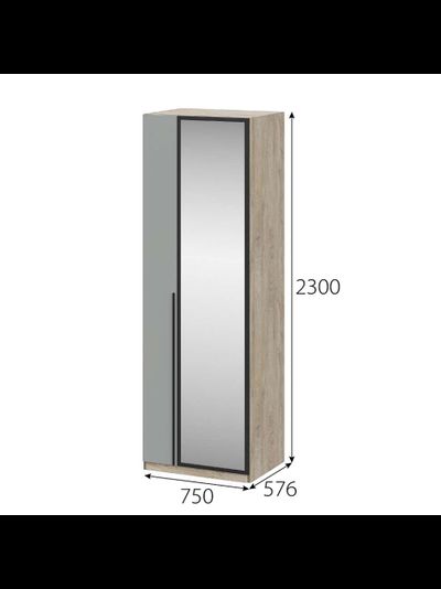 Этна шкаф Ш 57*75 Дуб эндгрей/Софт грей с зеркалом