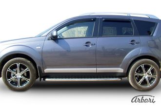 Защита порогов d42 с листом Arbori нерж. сталь для Mitsubishi OUTLANDER XL 2007-2009 ( AFZDAMXL10 )