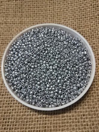 Бисер Китайский №12-1109, серебро, непрозрачный, 50 грамм