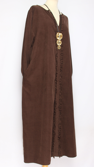 Платье Бохо вельветовое "ПЛАНКА БАХРОМА" шоколад до р.56