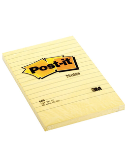 Блок самоклеящийся (стикер) POST-IT ORIGINAL 102х152 мм, 100 л., линованный, желтый, 660