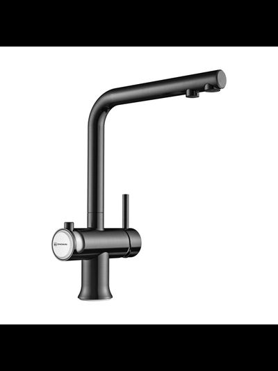 Смеситель OMOIKIRI HOTARU-B (4994029), вороненая сталь/голубые вставки на ручках