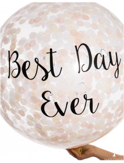 Гигант с конфетти белый и персиковый