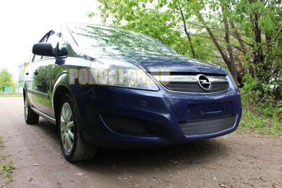 Защита радиатора Opel Zafira B 2008-2012 рестайлинг black верх