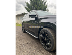 Пороги алюминиевые с пластиковой накладкой (карбон серые) 2020 мм ТСС для Volkswagen Teramont Pro 2025- (Китай)