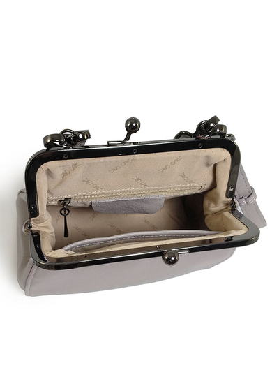 (АРТИКУЛ: 9833/2/01) СУМКА ЖЕНСКАЯ, МАЛЕНЬКАЯ, НАТУРАЛЬНАЯ КОЖА, СЕРАЯ С БЕЖЕВЫМ ОТТЕНКОМ, С РУЧКОЙ И РЕМНЕМ ЧЕРЕЗ ПЛЕЧО