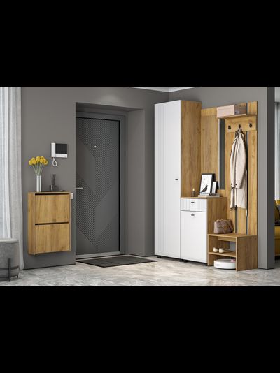 Милан Вешалка (исполнение 1) Дуб Золотой/Белый Матовый