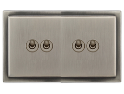 Переключатель 4-клавишный тумблер T&J Electric Colossal II, ступенчатая рамка Antique Matt Silver