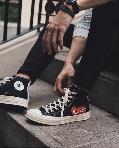 Черные кеды Converse Play Comme Des Garcons высокие