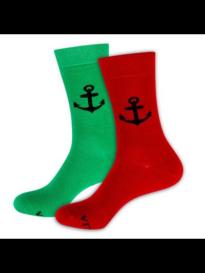 Носки капитанские с якорем Nauticalia 6346 40-46р красный/зеленый из хлопка