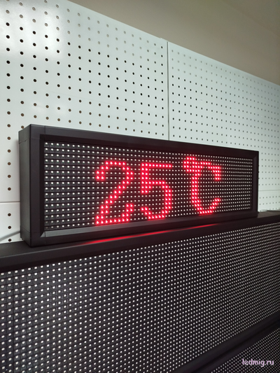 Уличные часы-[88:88]-дата-t-210х690мм (красный цвет)