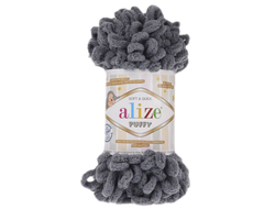 Puffy (Alize)  пряжа цвет угольно серый № 87
