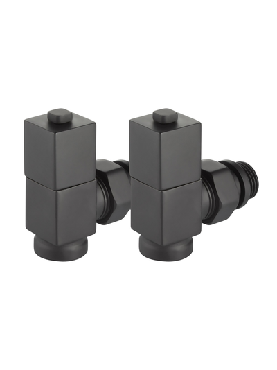 Набор дизайн-вентилей Royal Thermo CUBE, угловой (чёрный) 1/2"