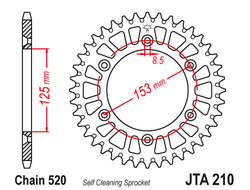 Звезда ведомая алюминиевая JT JTA210.52 (JTA210-52) (A210-52) для Honda Off Road