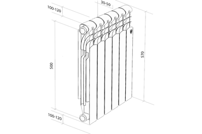 Радиатор алюминиевый Royal Thermo Revolution 500/80 (10 секций)