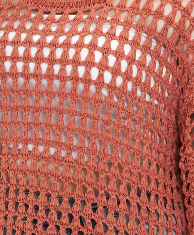 Летний вязанный топ-сетка в черном и терракот цвете