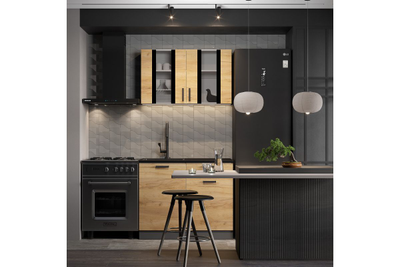 Кухонный гарнитур "Абрау" (1,0м) Белый, Дуб Золотой