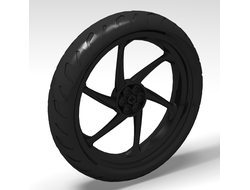 Wheel 107.1mm D. x 24mm Motorcycle with Black Tire 132.6mm D. x 27mm Motorcycle Racing Tread Narrow  71720 / 71721 , Black (71720c01)