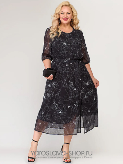 Шифоновое платье А-силуэта с цветочным принтом