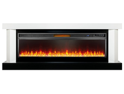 Линейный электрокамин Vancouver белый с черным с очагом Vision 60 LED