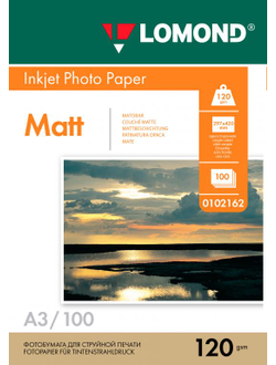 Односторонняя Матовая фотобумага Lomond для струйной печати, A3, 120 г/м2, 100 листов