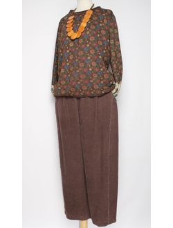 Брюки Бохо вельветовые "Трубы винтажные карман сзади" шоколад р.50-54