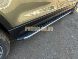 Пороги алюминиевые с пластиковой накладкой (карбон серые) 2020 мм ТСС для Rox 01 2024-