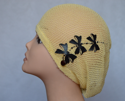 Желтый берет Италия Vizio 4808 летний с бабочками