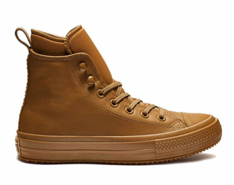 Brown leather high top converse best sale