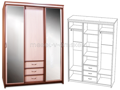 Шкаф-купе Карина 1,5 с зеркалами