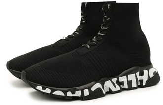 Кроссовки-носки Balenciaga Speed со шнурками черные