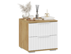 Спальня ХИЛТОН - Тумба прикроватная Дуб Крафт золотой/Белый матовый