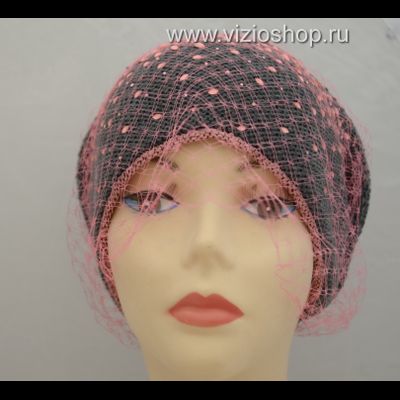 Берет серый с розовой вуалью Vizio Италия 5199