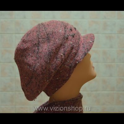 Итальянская кепка Vizio Италия 5312 розовая и шарф