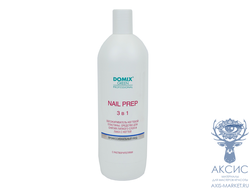 DGP DOMIX NAIL PREP 3 в 1: Обезжириватель ногтевой пластины, средство для снятия липкого слоя и лака для ногтей, 1 л
