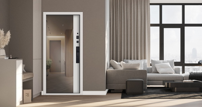 Стальная дверь   Берилл с зеркалом (биометрический замок Y23). Заказная модель.