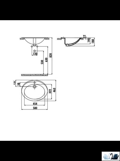 Раковина Creavit TP230 46 х 58 см, встраиваемая сверху, TP230-00CB00E-0000