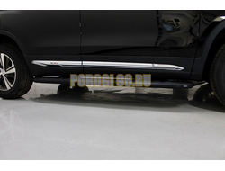 Пороги алюминиевые с пластиковой накладкой (карбон черные) 1720 мм ТСС для Changan CS75 FL 2020-