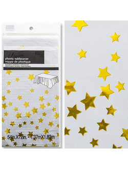 Скатерть п/э "Золотые звезды" Металлик 137*183см